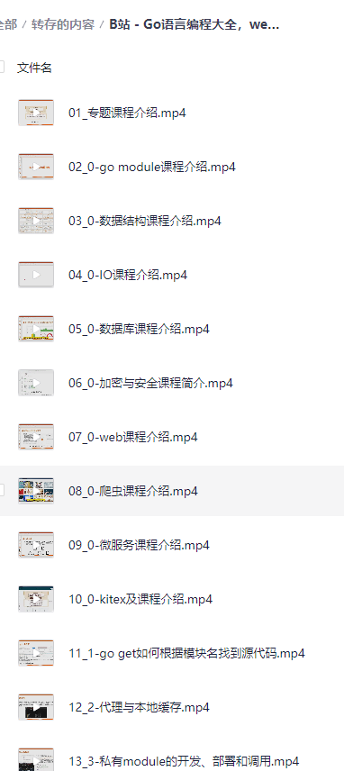 B站 – Go语言编程大全，web微服务数据库十大专题精讲