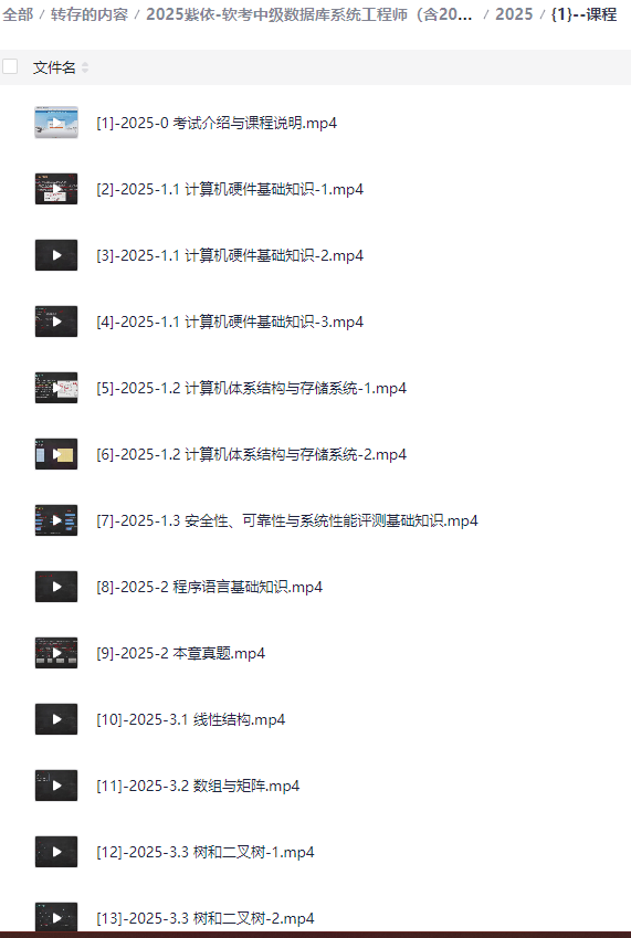 2025紫依-软考中级数据库系统工程师（含2024）