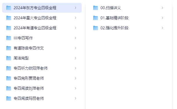 各大培训机构最新英语四级与专业四级全程班合集 付费课程有道+新东方+星火等