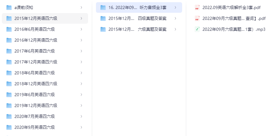 2015年～2024年6月英语四六级真题，解析以及听力