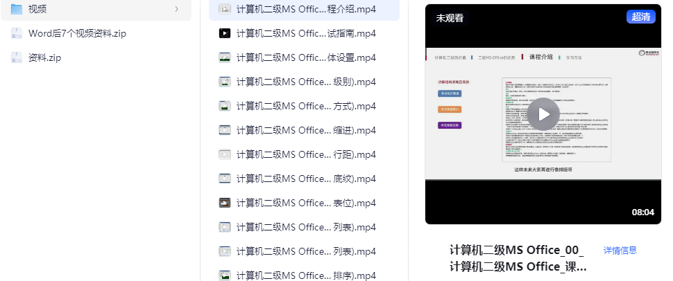 2024计算机二级MS Office教学课程 (含资料)