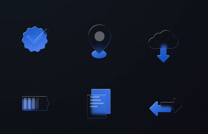 PR模板-46个透明玻璃材质Icons图标动画
